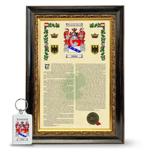 Schwin Framed Armorial History and Keychain - Heirloom