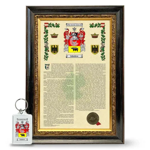 Schwitter Framed Armorial History and Keychain - Heirloom