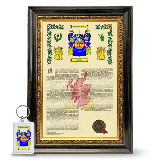 Scobie Framed Armorial History and Keychain - Heirloom