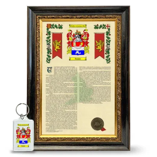 Seaner Framed Armorial History and Keychain - Heirloom