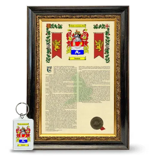 Seanor Framed Armorial History and Keychain - Heirloom