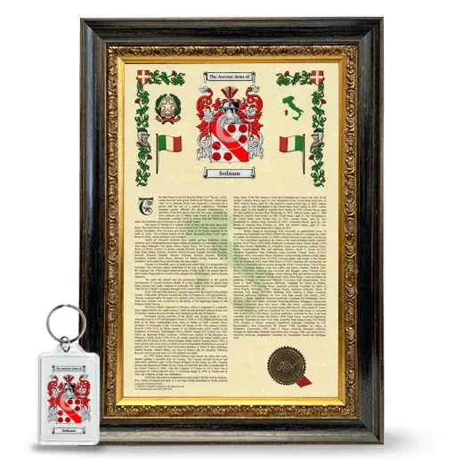 Sedanos Framed Armorial History and Keychain - Heirloom