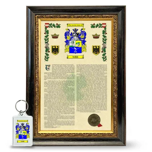 Sedlák Framed Armorial History and Keychain - Heirloom