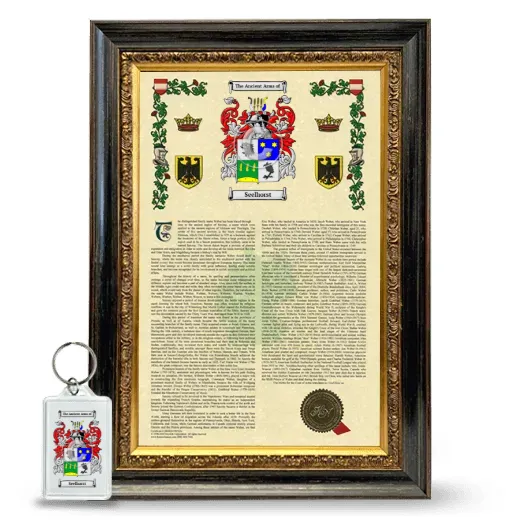 Seelhorst Framed Armorial History and Keychain - Heirloom