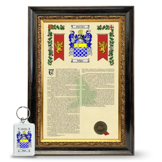 Seligar Framed Armorial History and Keychain - Heirloom