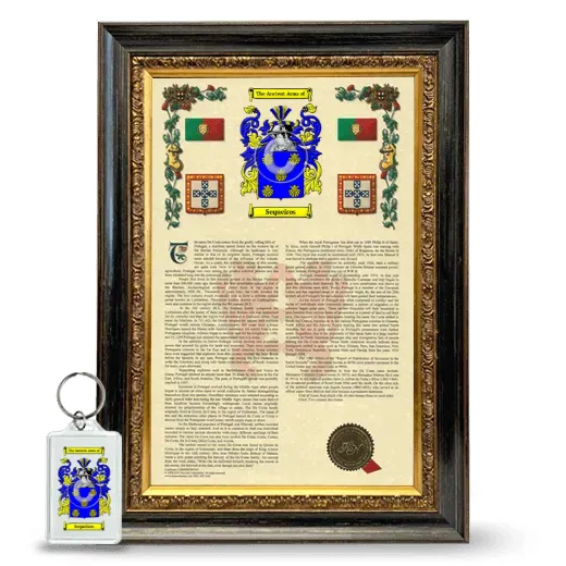 Sequeiros Framed Armorial History and Keychain - Heirloom