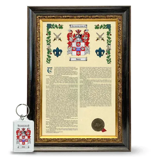 Sercy Framed Armorial History and Keychain - Heirloom