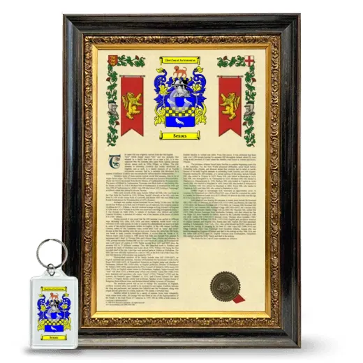 Sexors Framed Armorial History and Keychain - Heirloom