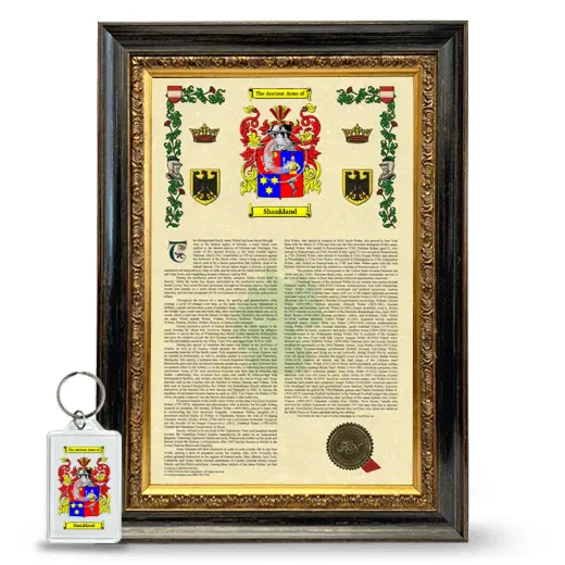 Shankland Framed Armorial History and Keychain - Heirloom