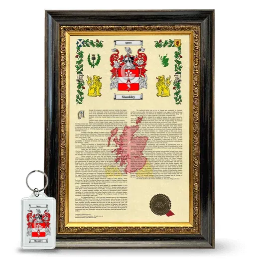 Shankley Framed Armorial History and Keychain - Heirloom