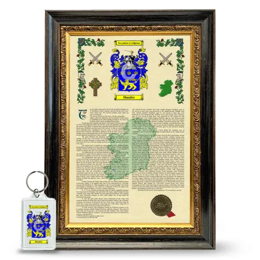 Shanley Framed Armorial History and Keychain - Heirloom