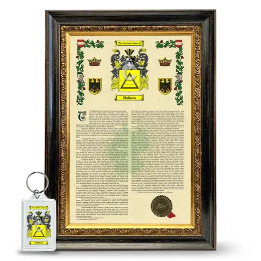 Shelman Framed Armorial History and Keychain - Heirloom