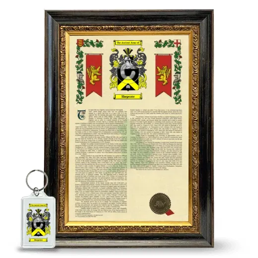 Shepcote Framed Armorial History and Keychain - Heirloom