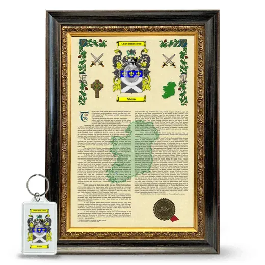 Shera Framed Armorial History and Keychain - Heirloom