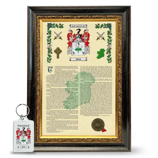 Sherk Framed Armorial History and Keychain - Heirloom