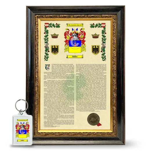 Shiller Framed Armorial History and Keychain - Heirloom