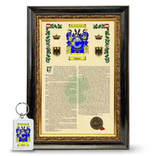 Shugart Framed Armorial History and Keychain - Heirloom