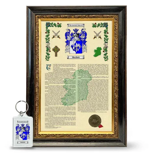 Shurlock Framed Armorial History and Keychain - Heirloom