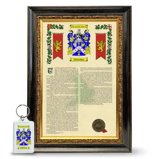 Sidebotham Framed Armorial History and Keychain - Heirloom