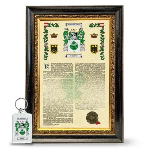 Sieberer Framed Armorial History and Keychain - Heirloom