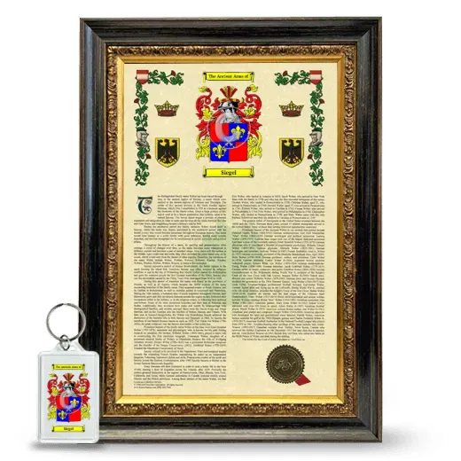 Siegel Framed Armorial History and Keychain - Heirloom