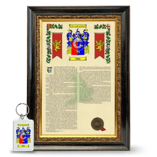 Siklin Framed Armorial History and Keychain - Heirloom