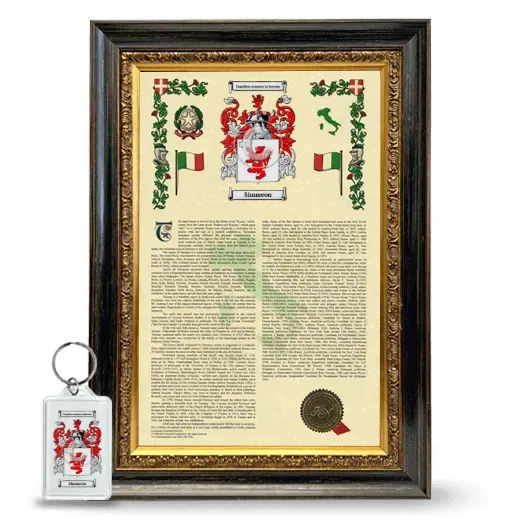 Simmeon Framed Armorial History and Keychain - Heirloom