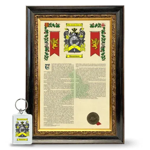 Simmerman Framed Armorial History and Keychain - Heirloom