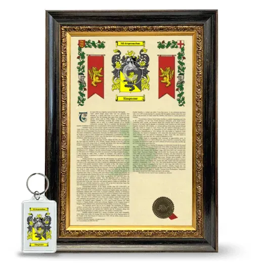Simpsone Framed Armorial History and Keychain - Heirloom