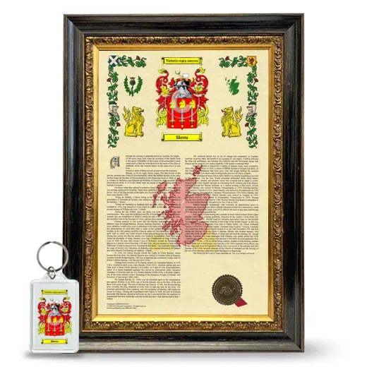 Skeen Framed Armorial History and Keychain - Heirloom
