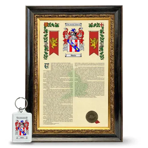 Slanin Framed Armorial History and Keychain - Heirloom