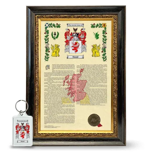 Sloand Framed Armorial History and Keychain - Heirloom