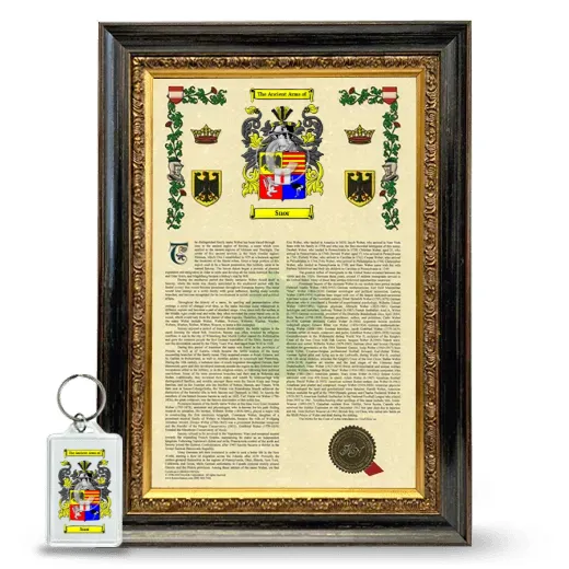 Snor Framed Armorial History and Keychain - Heirloom