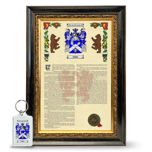 Sobels Framed Armorial History and Keychain - Heirloom