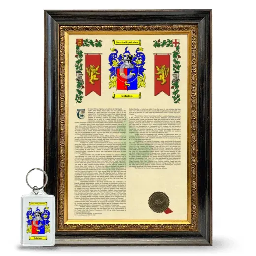 Sokelan Framed Armorial History and Keychain - Heirloom