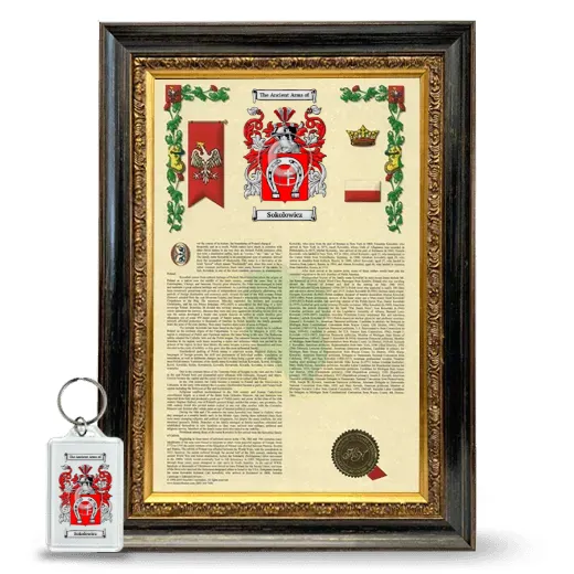 Sokolowicz Framed Armorial History and Keychain - Heirloom