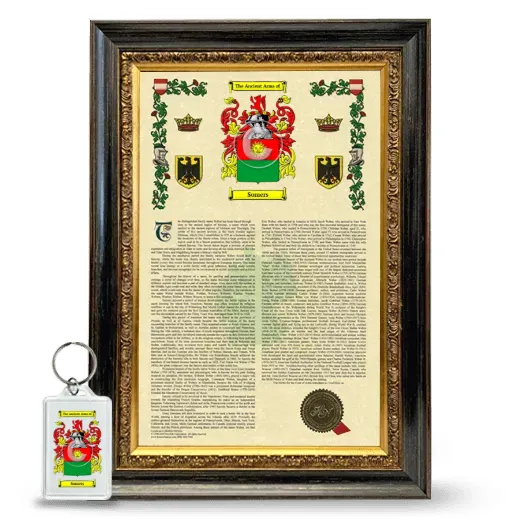 Somers Framed Armorial History and Keychain - Heirloom
