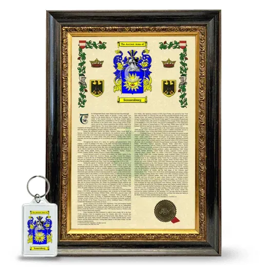 Sonnenburg Framed Armorial History and Keychain - Heirloom