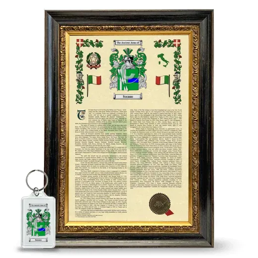 Sorano Framed Armorial History and Keychain - Heirloom