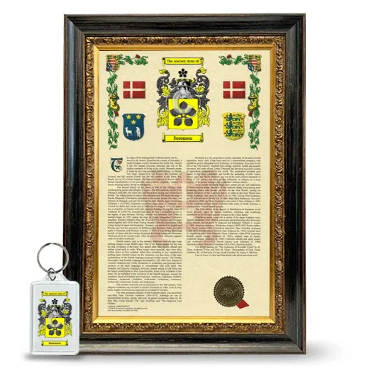 Sorensen Framed Armorial History and Keychain - Heirloom