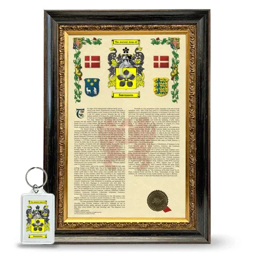 Sorenssen Framed Armorial History and Keychain - Heirloom