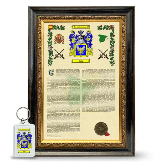 Sota Framed Armorial History and Keychain - Heirloom