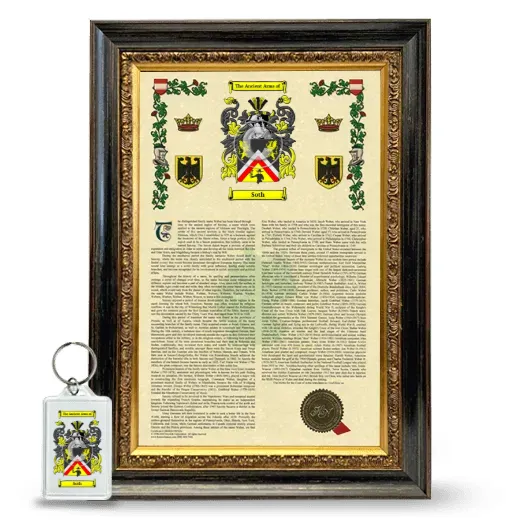 Soth Framed Armorial History and Keychain - Heirloom