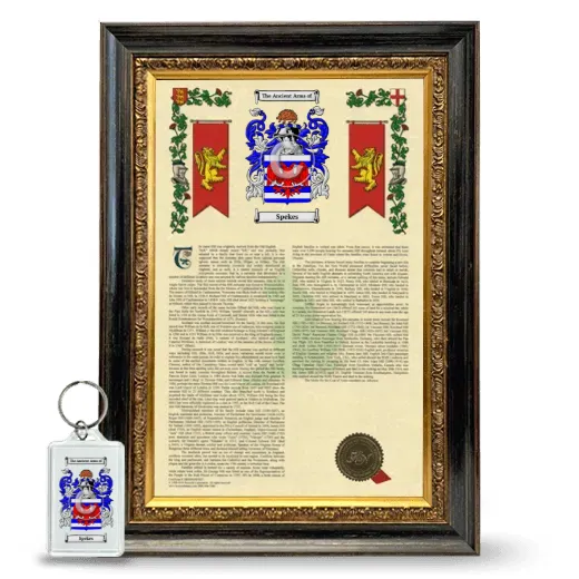 Spekes Framed Armorial History and Keychain - Heirloom