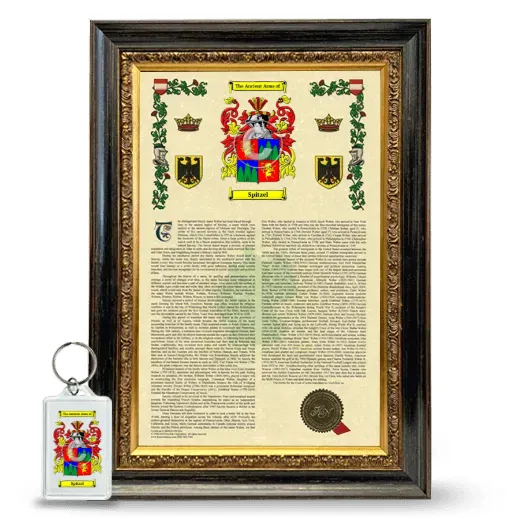 Spitzel Framed Armorial History and Keychain - Heirloom