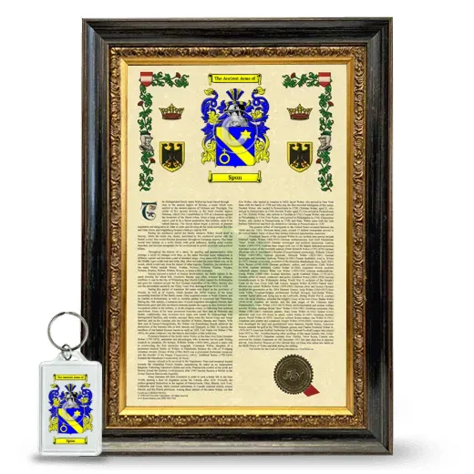 Spon Framed Armorial History and Keychain - Heirloom