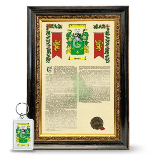 Spratte Framed Armorial History and Keychain - Heirloom