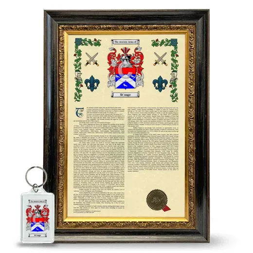 St'onge Framed Armorial History and Keychain - Heirloom