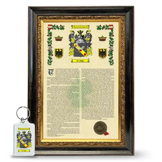 St-Ange Framed Armorial History and Keychain - Heirloom