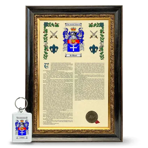 St-Morri Framed Armorial History and Keychain - Heirloom